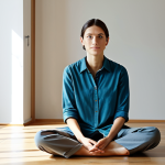 A thoughtful adult in modest, comfortable clothing, sitting quietly in a simple, clean, yet sparsely furnished living space. Soft, natural light illuminates the room, emphasizing a sense of quiet contemplation and resilience in the face of life's challenges. The individual's posture is natural and calm. Fully clothed, appropriate attire, safe for work, perfect anatomy, natural pose, professional photography, high quality, correct proportions, well-formed hands, proper finger count, natural body proportions, appropriate content, family-friendly.