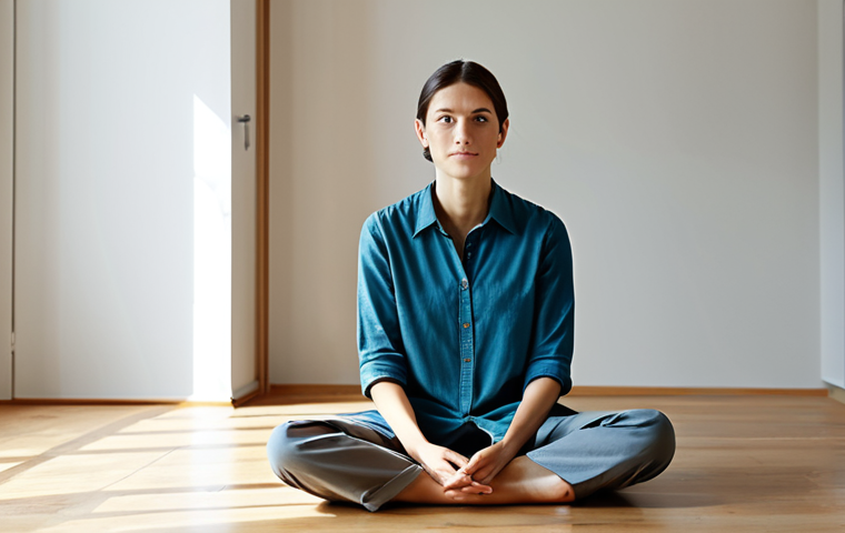A thoughtful adult in modest, comfortable clothing, sitting quietly in a simple, clean, yet sparsely furnished living space. Soft, natural light illuminates the room, emphasizing a sense of quiet contemplation and resilience in the face of life's challenges. The individual's posture is natural and calm. Fully clothed, appropriate attire, safe for work, perfect anatomy, natural pose, professional photography, high quality, correct proportions, well-formed hands, proper finger count, natural body proportions, appropriate content, family-friendly.