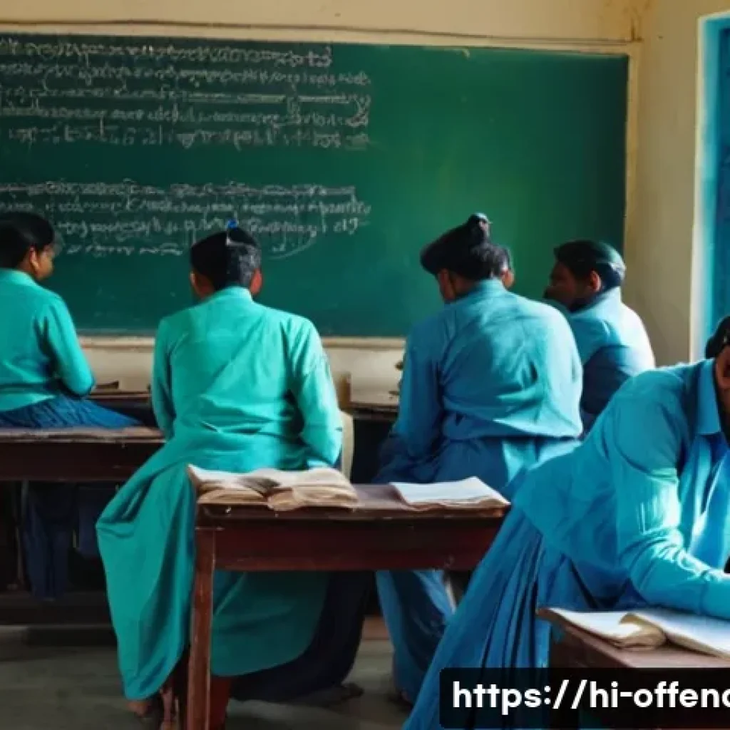 교정시설 내 범죄 재발 방지 프로그램 - A detailed scene inside an Indian prison classroom focusing on literacy and basic education for inma...