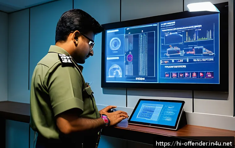 범죄자의 거짓말 탐지 기술 - A high-tech police interrogation room featuring advanced psychophysiological lie detection equipment...