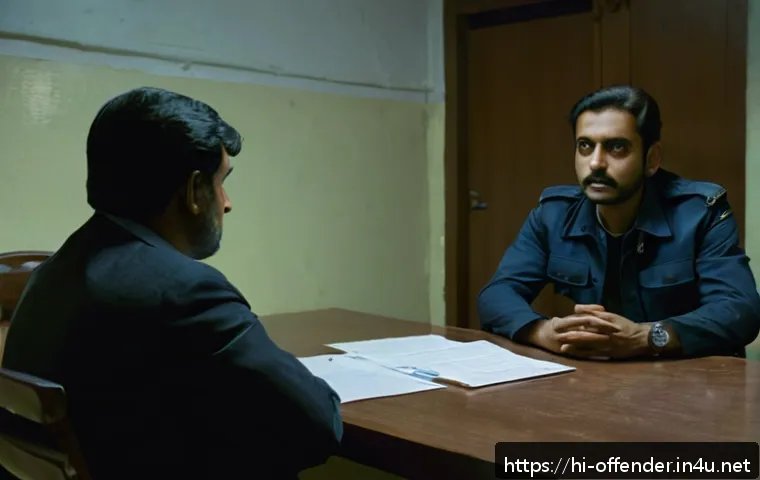 범죄자의 자백을 이끌어내는 심리 기법 - A detailed scene inside an interrogation room focusing on a Hindi-speaking male suspect wearing mode...