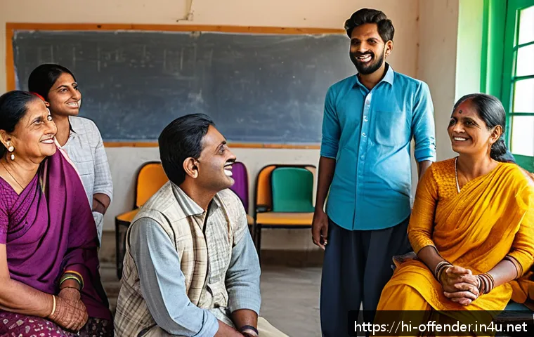 마약 관련 범죄자의 사회 복귀율 - A hopeful scene depicting a diverse group of Indian adults in traditional and modern casual clothing...