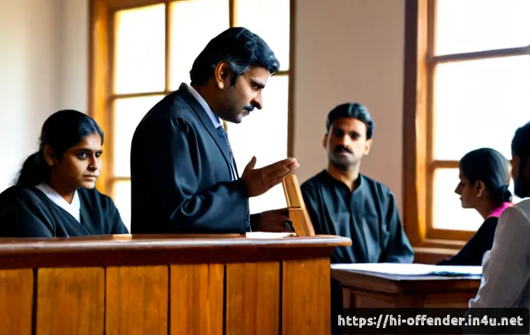 Home 17 법정에서의 증언 신뢰도 평가 - Photorealistic Indian courtroom scene, a composed adult witness giving testimony from the witness st...